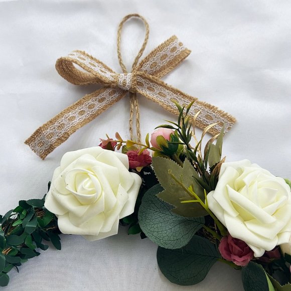 Spring / Summer Floral Handmade Boho Rustic 12” Bamboo Base Wreath - Picture 3 of 8